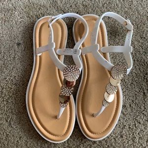Ardene White T-Strap Sandals